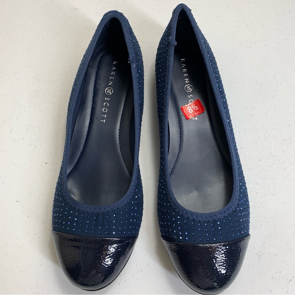 Karen Scott Womens Ambree Navy Toe Cap Slip On Shoes -size8.5 - Picture 2 of 13